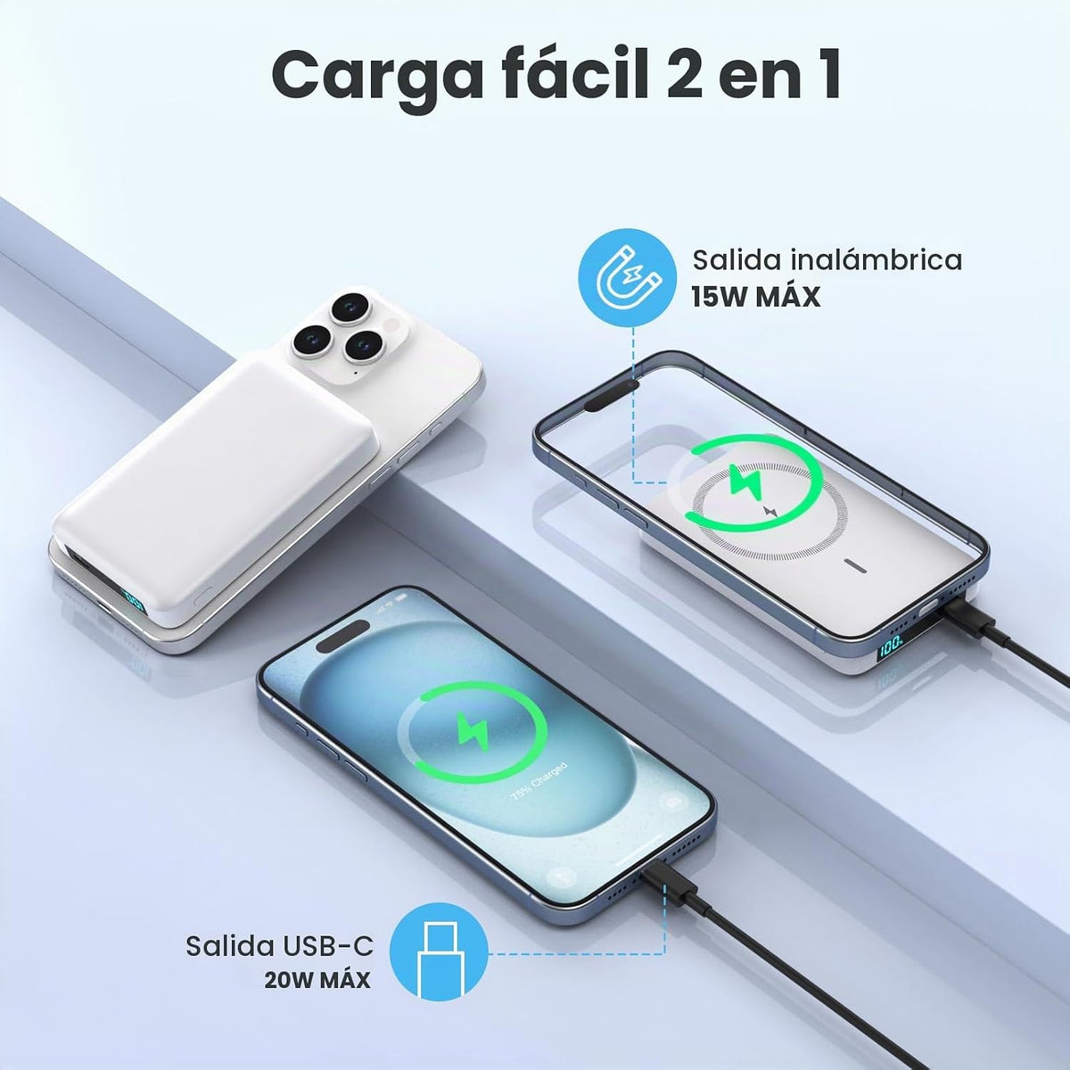 Cargador portátil magnético de 10800 mAh para batería Magsafe, banc...