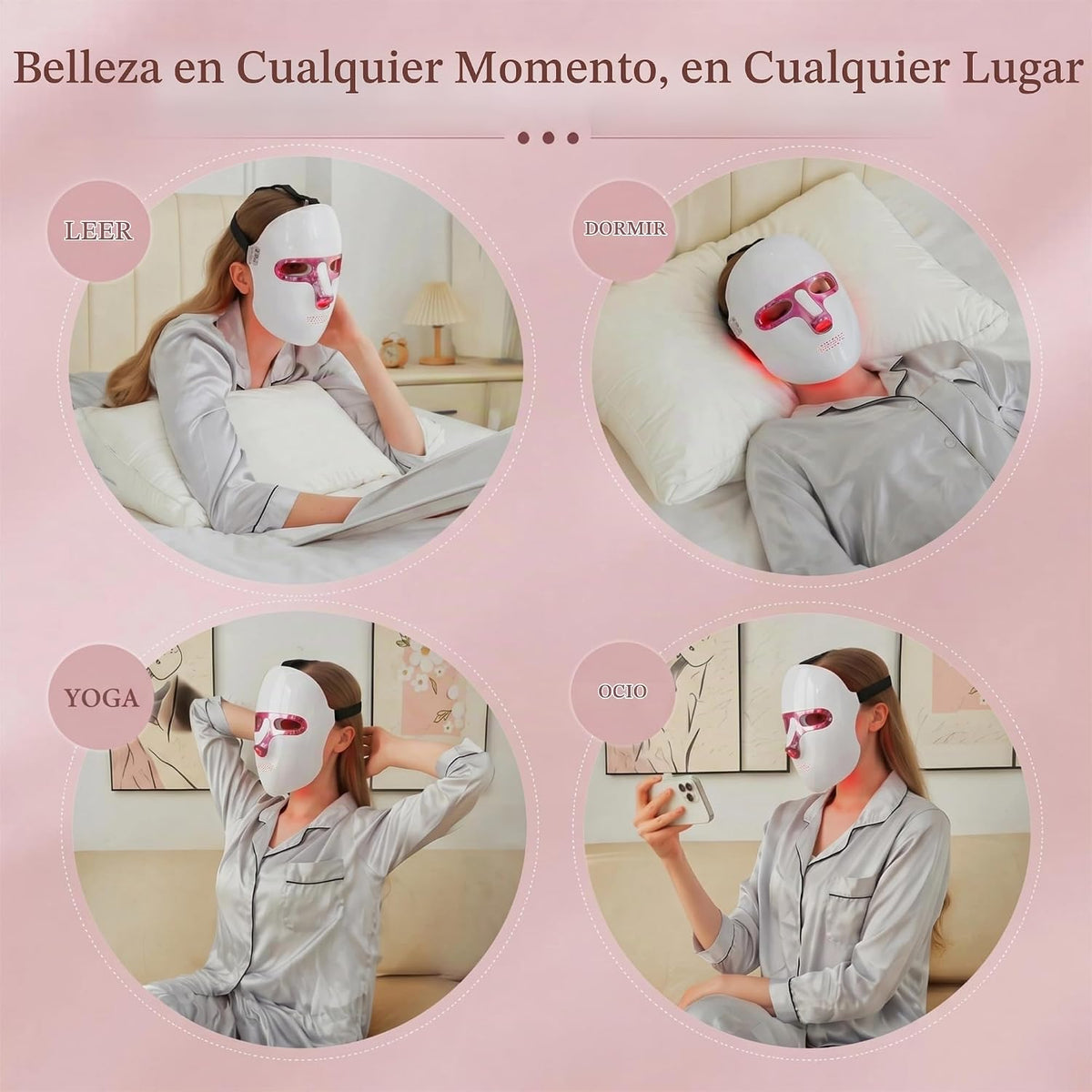 VexlthA Terapia de luz roja para la cara, 7 colores LED máscara fac...