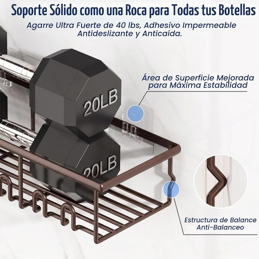 Zeawec Paquete de 8 estantes de ducha adhesivos a prueba de óxido c...