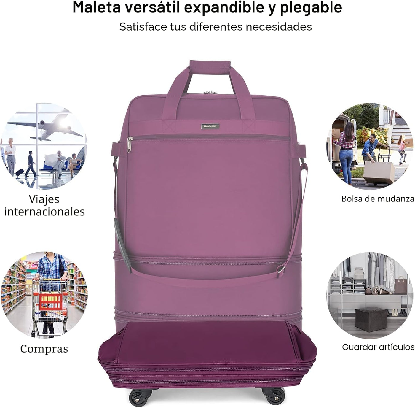 Maletas Hanke con ruedas Bolsa de equipaje expandible plegable Bols...