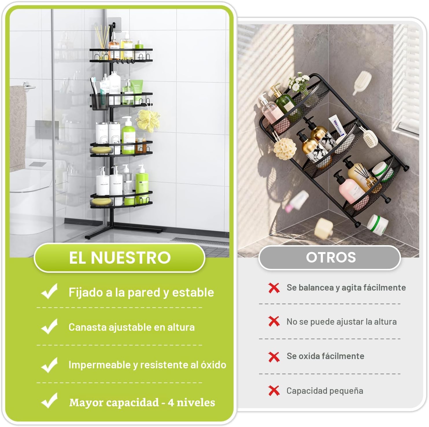 Aitatty Organizador de ducha esquinero de pie: estante organizador...