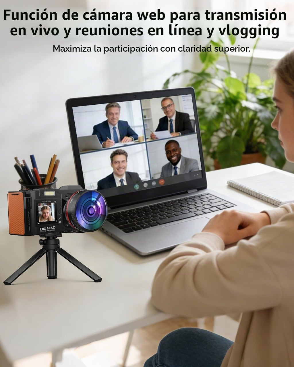 Cámara digital 8K para fotografía, cámara de vlogging WiFi de 92MP...