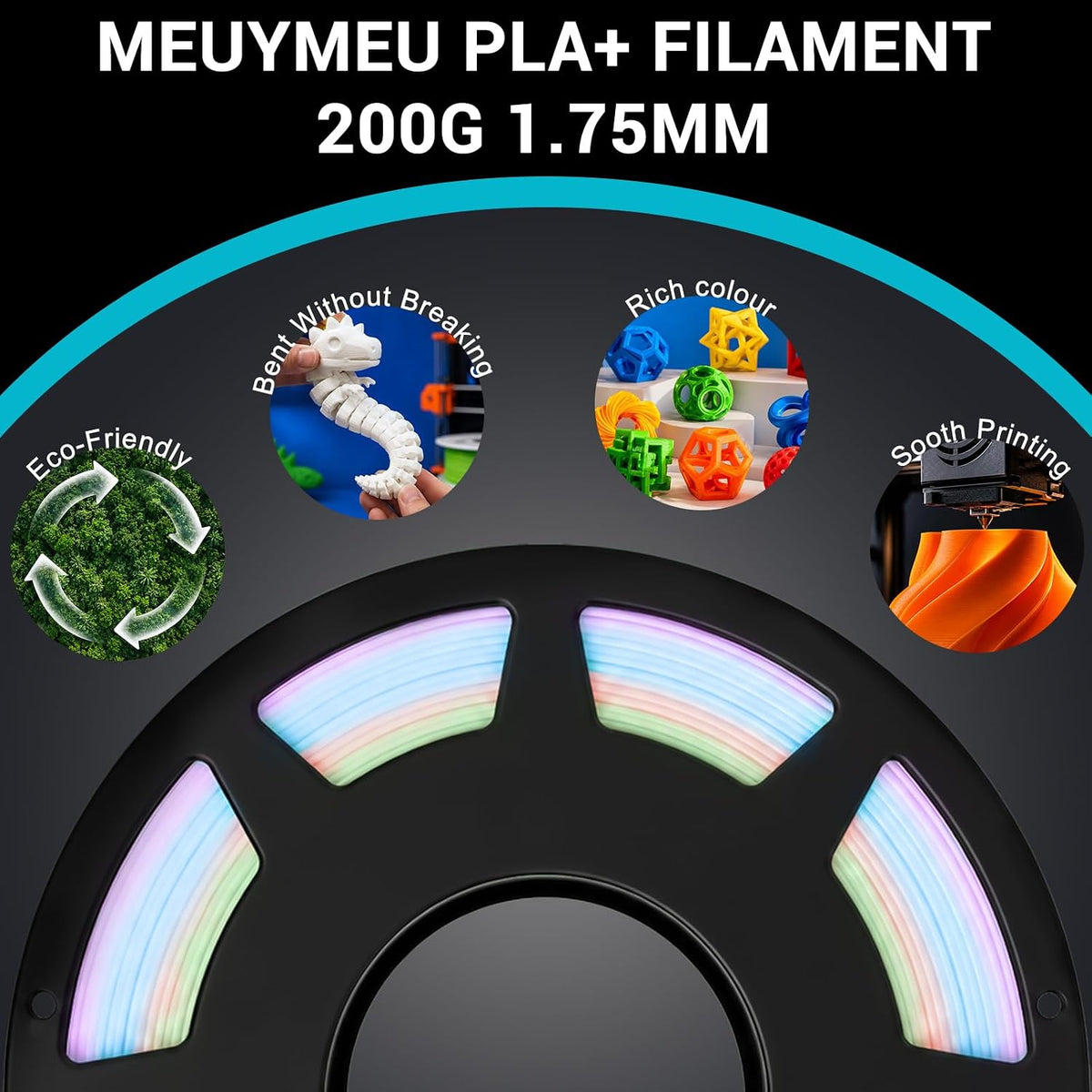 Meuymeu Filamento de seda multicolor 8P que brilla en la oscuridad...