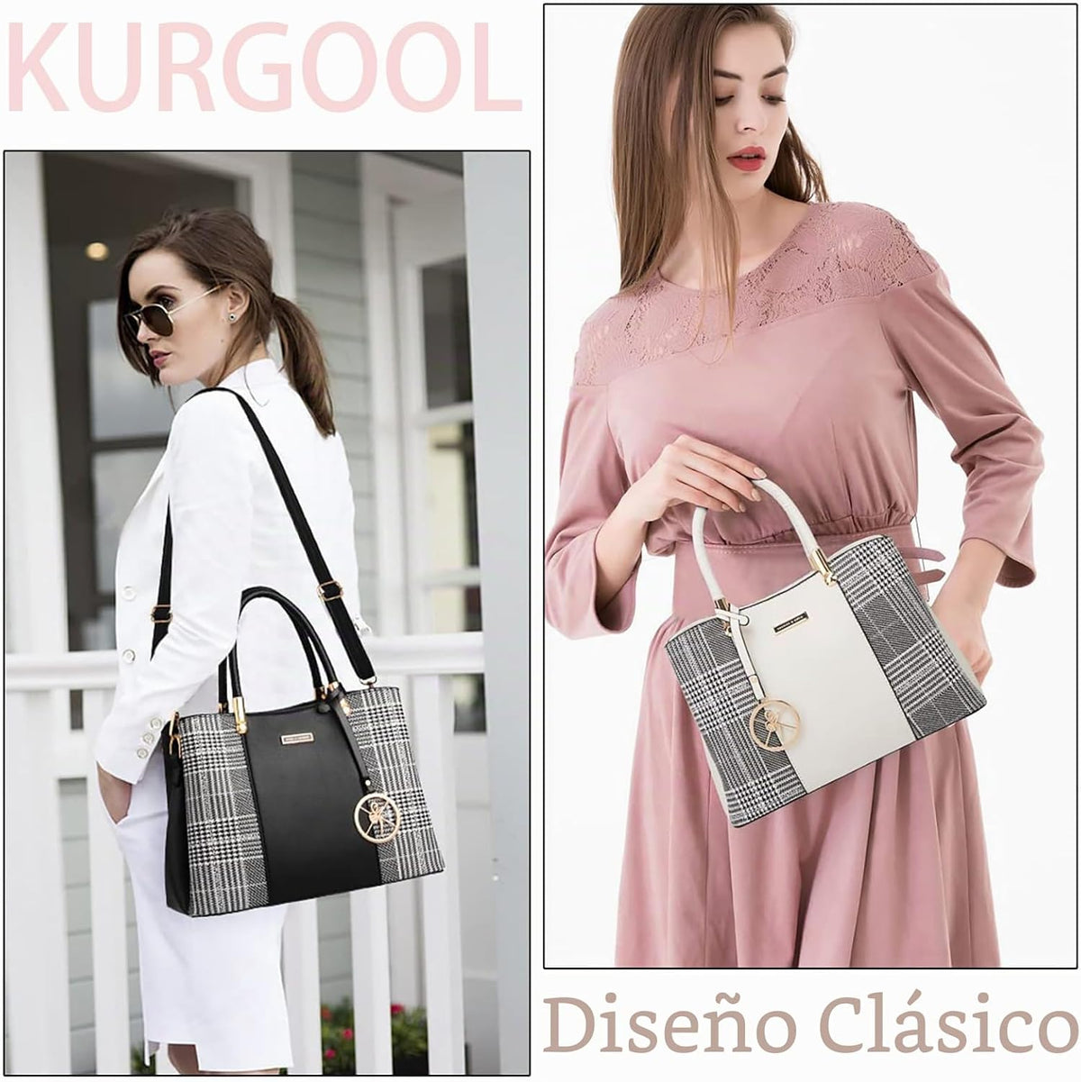 KURGOOL Bolsos y bolsos de mano para mujer, bolso de hombro con asa...