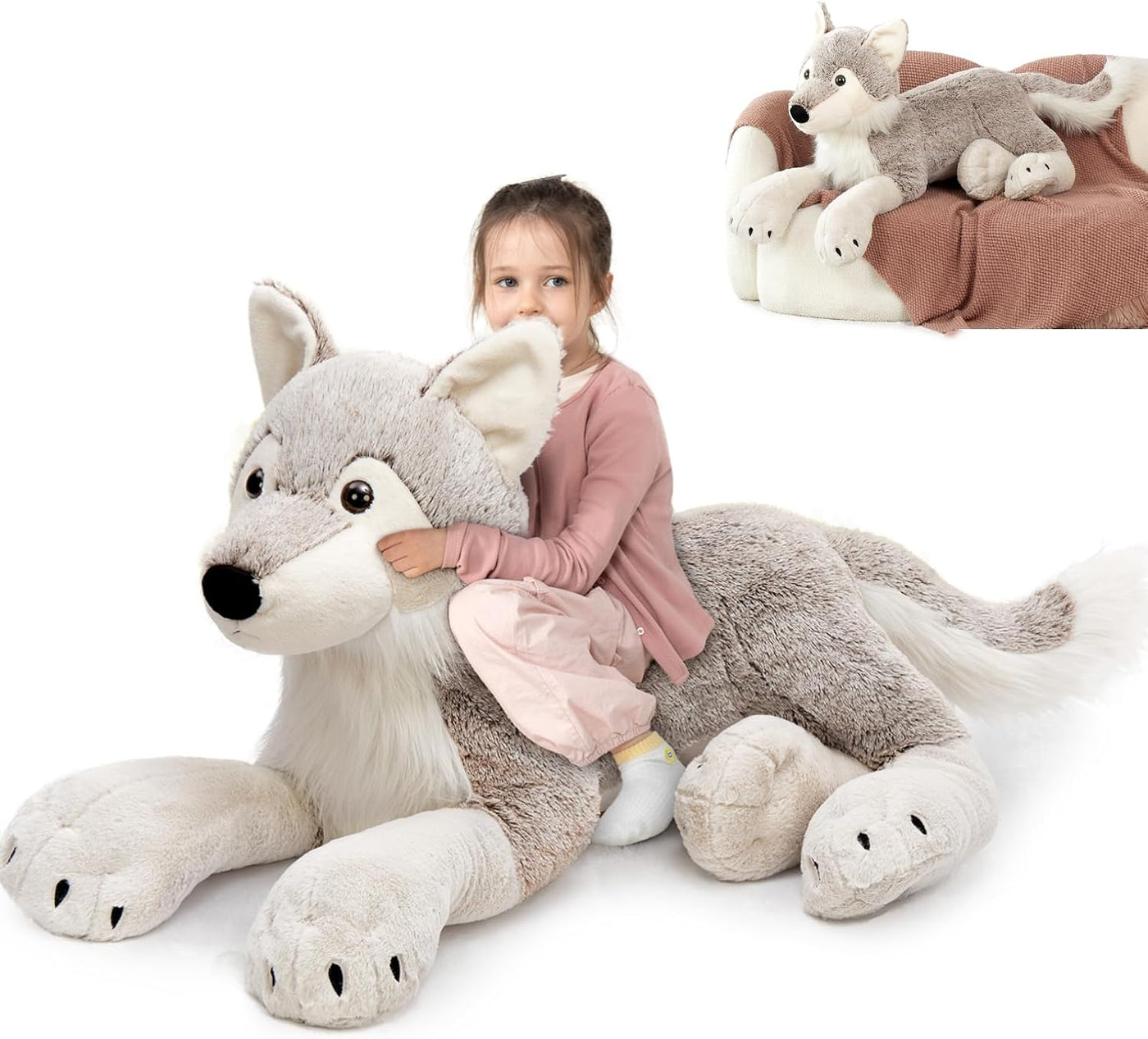 MaoGoLan Animal de peluche grande de lobo para niño, peluche de lob...
