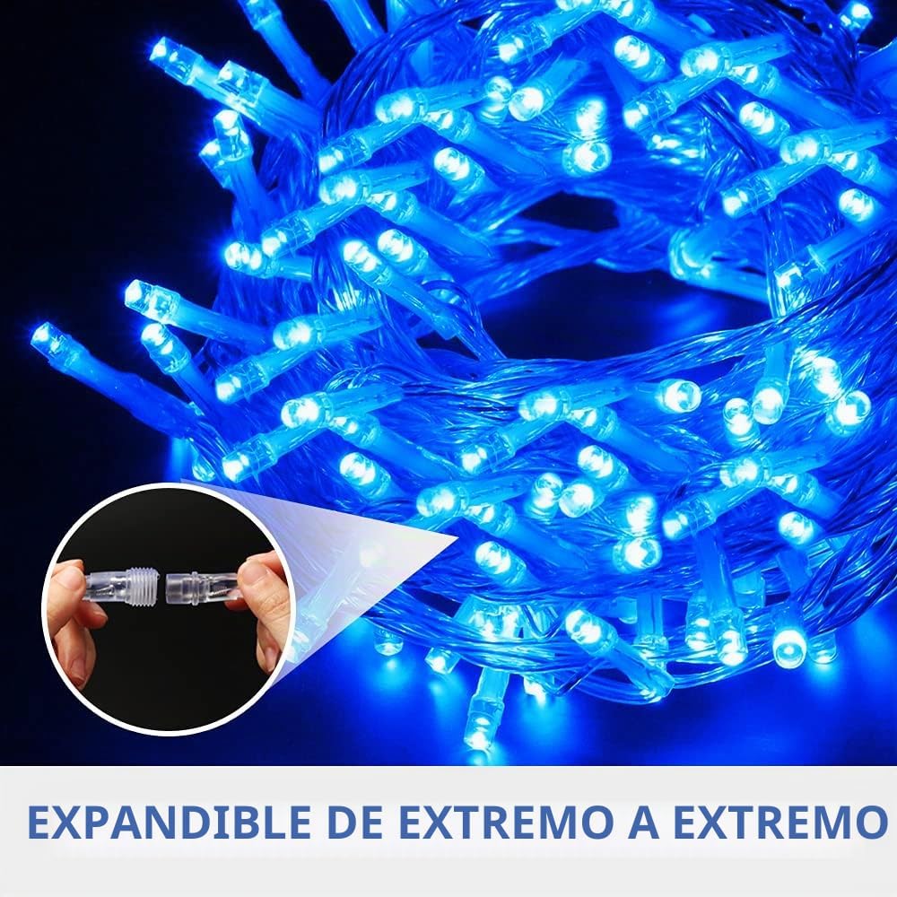 VTECHOLOGY 66 pies 200 LED azul árbol de Navidad luces cadena luz i...