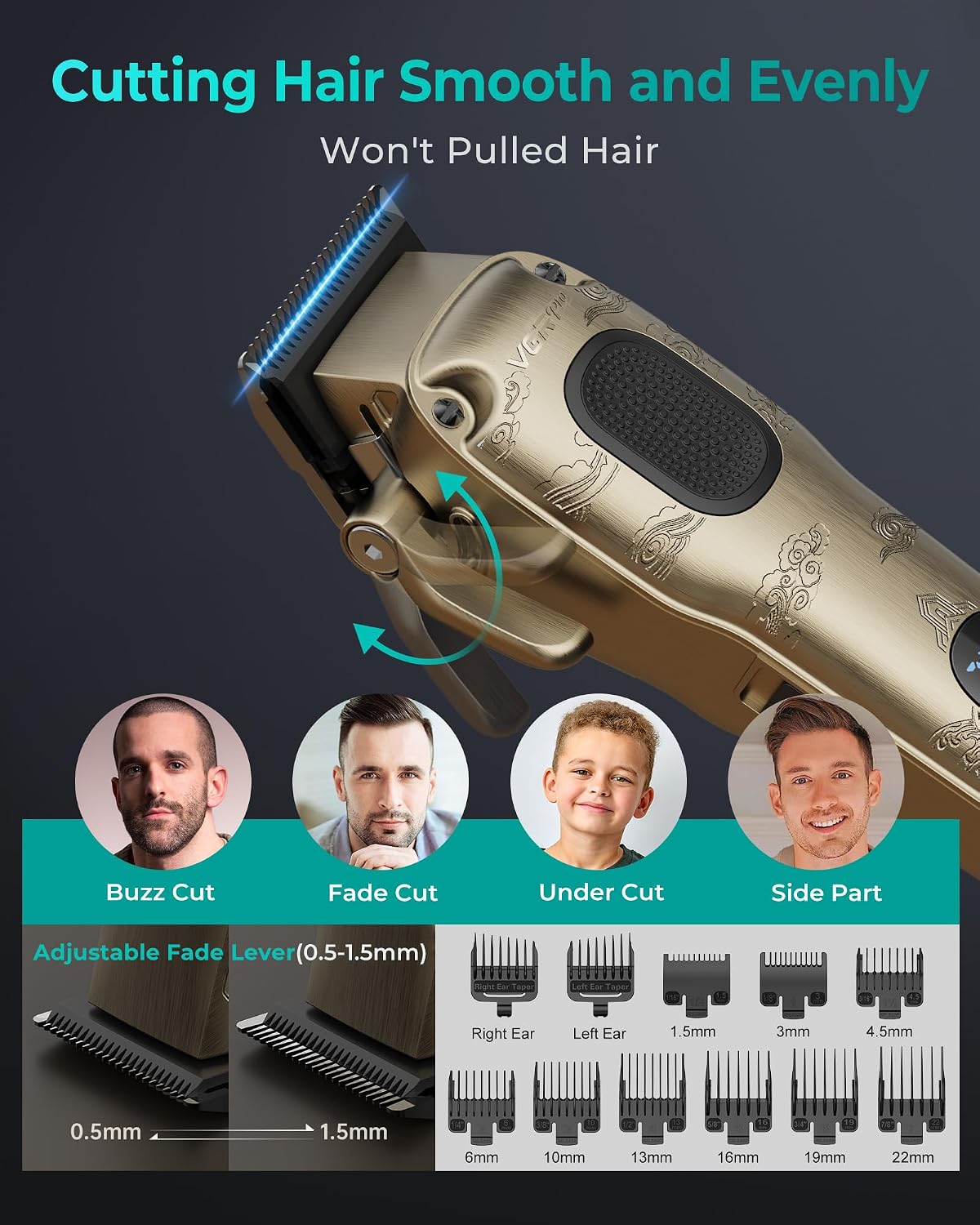 VGRPRO Cortapelos para hombre profesional, inalámbrico y con cable...