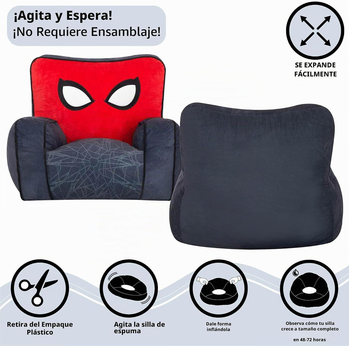 Idea Nuova Marvel Spiderman - Puf relleno de espuma para niños, asi...