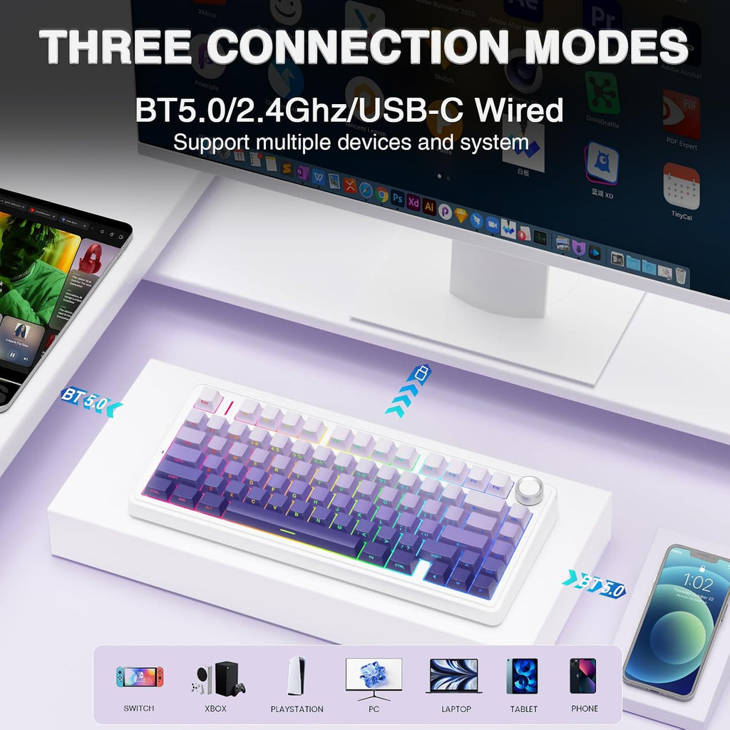 Teclado mecánico inalámbrico AULA F75 Pro, teclado personalizado in...