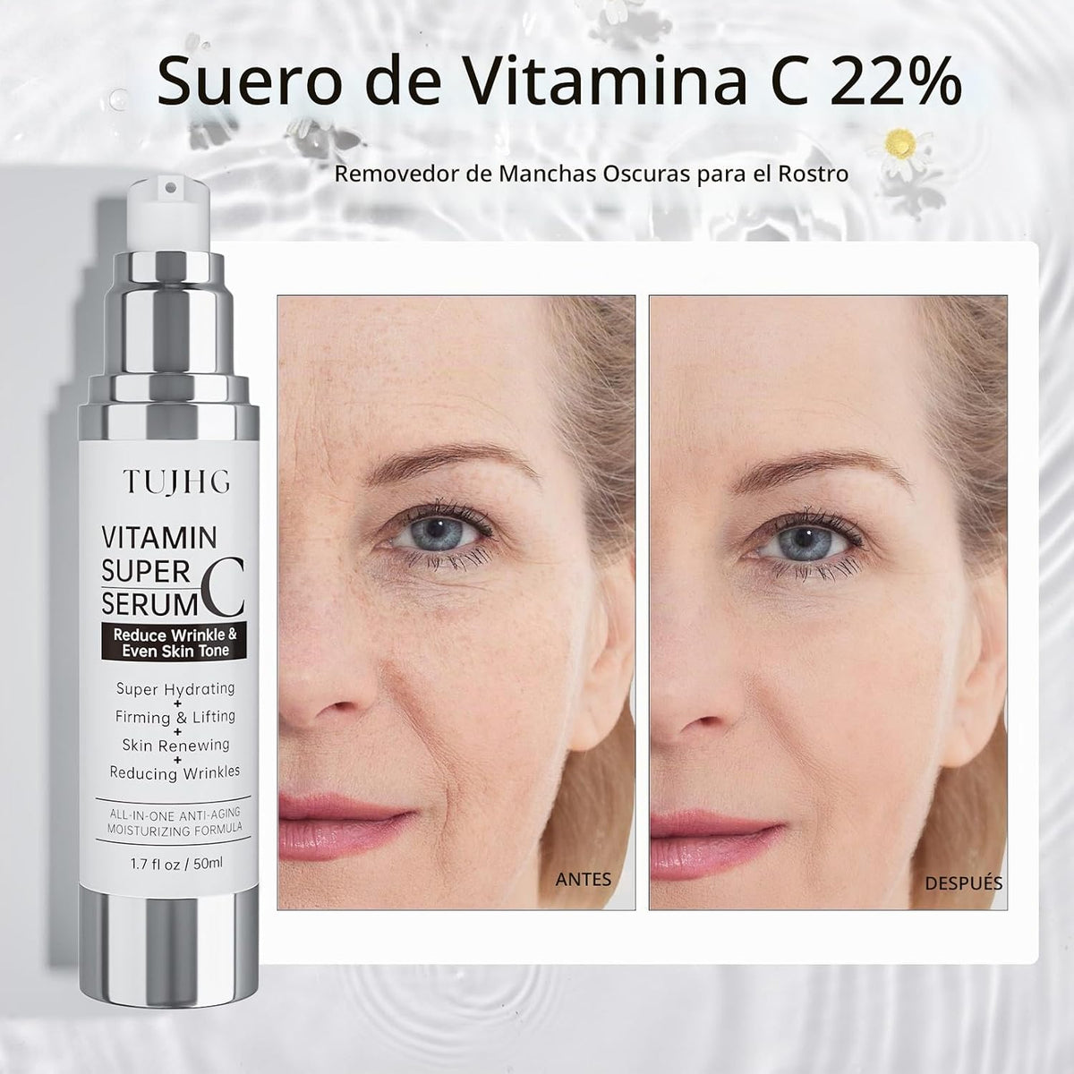 Suero de retinol de vitamina C para cara, iluminador y antienvejeci...