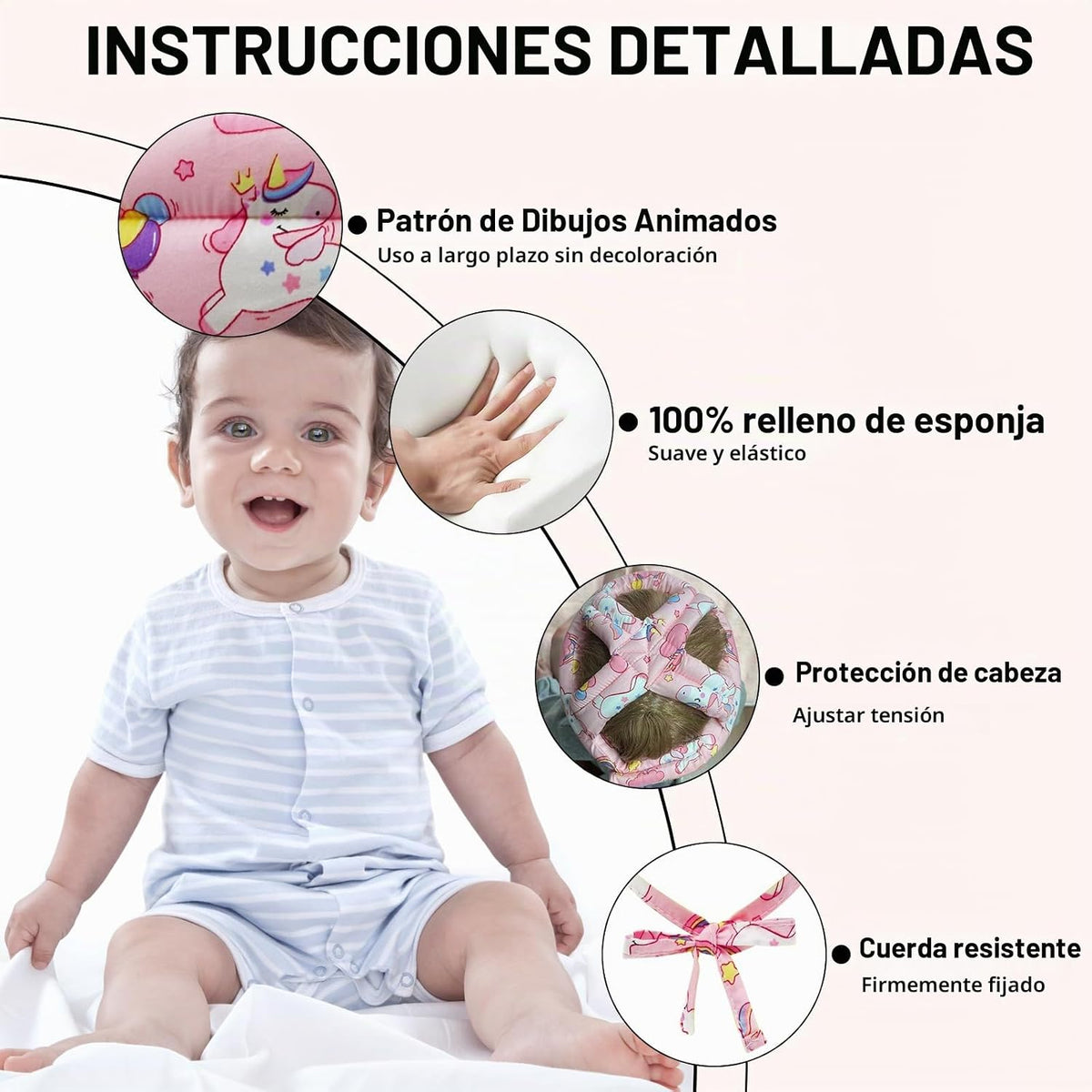 Protector de cabeza de bebé, casco infantil, sin golpes, cojín de s...