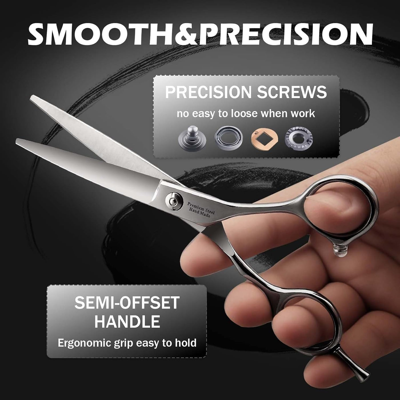 SEIMEIKEN Kit profesional de tijeras de corte de cabello, acero ino...