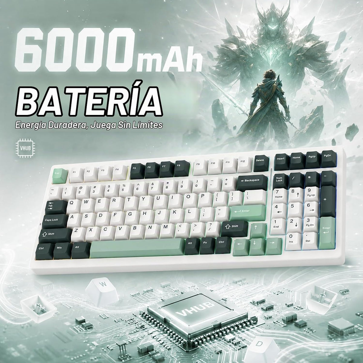 VGN Teclado inalámbrico 95% S99, teclado para juegos de tres modos...