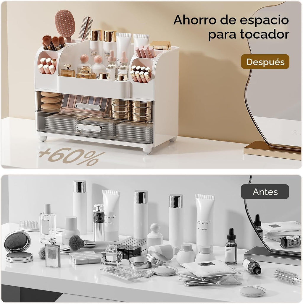UFORU Organizador de maquillaje para encimera con 2 cajones grandes...