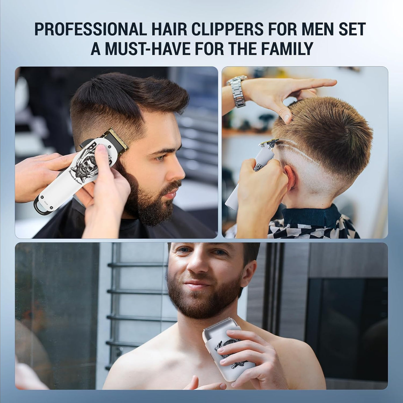 BESTBOMG® Cortapelos para hombres, juego de recortadora, recortador...
