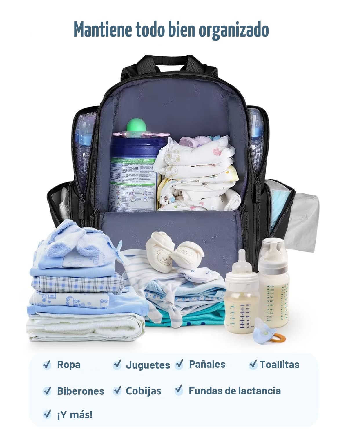 Mancro Mochila para pañales, bolsa multifuncional para pañales con...