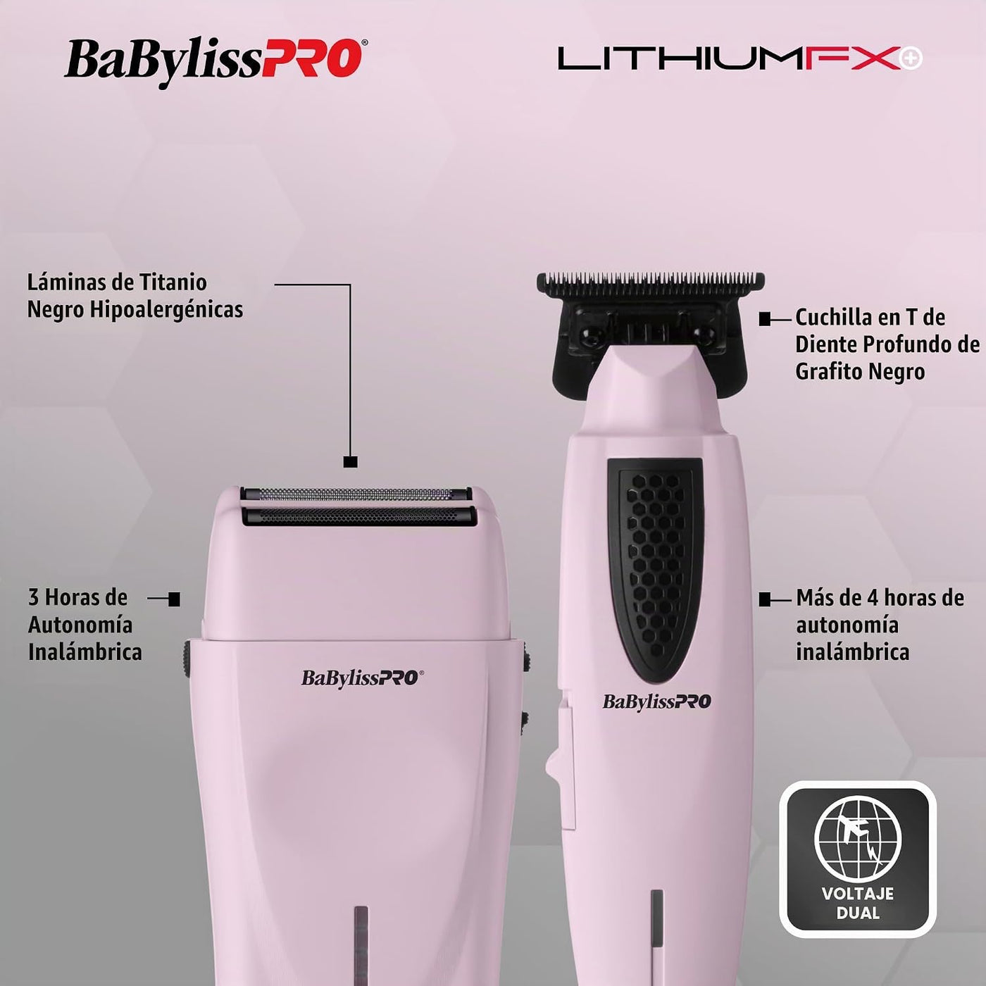 BaBylissPRO LithiumFX Cord\/Cortapelos ergonómicos de litio inalámb...