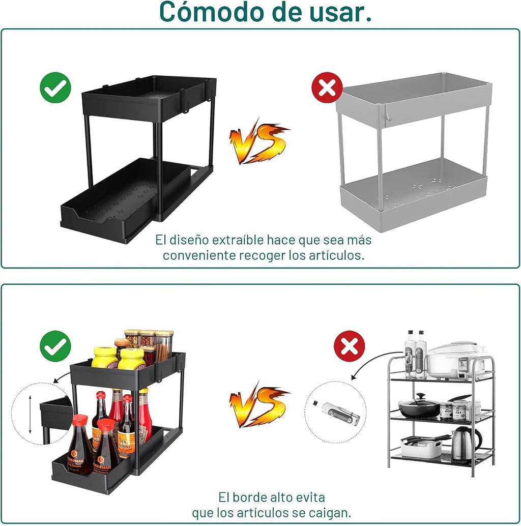 DEKAVA Paquete de 2 organizadores para debajo del fregadero, organi...