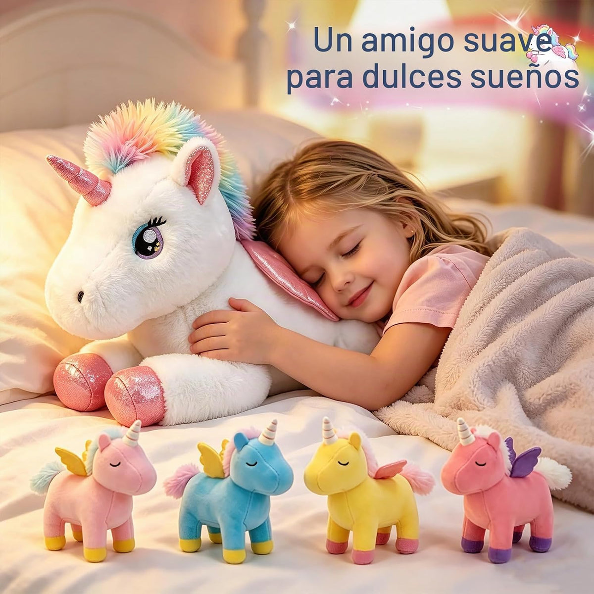 MMguai Animal de peluche de unicornio 5-1 con bebés en vientre con...