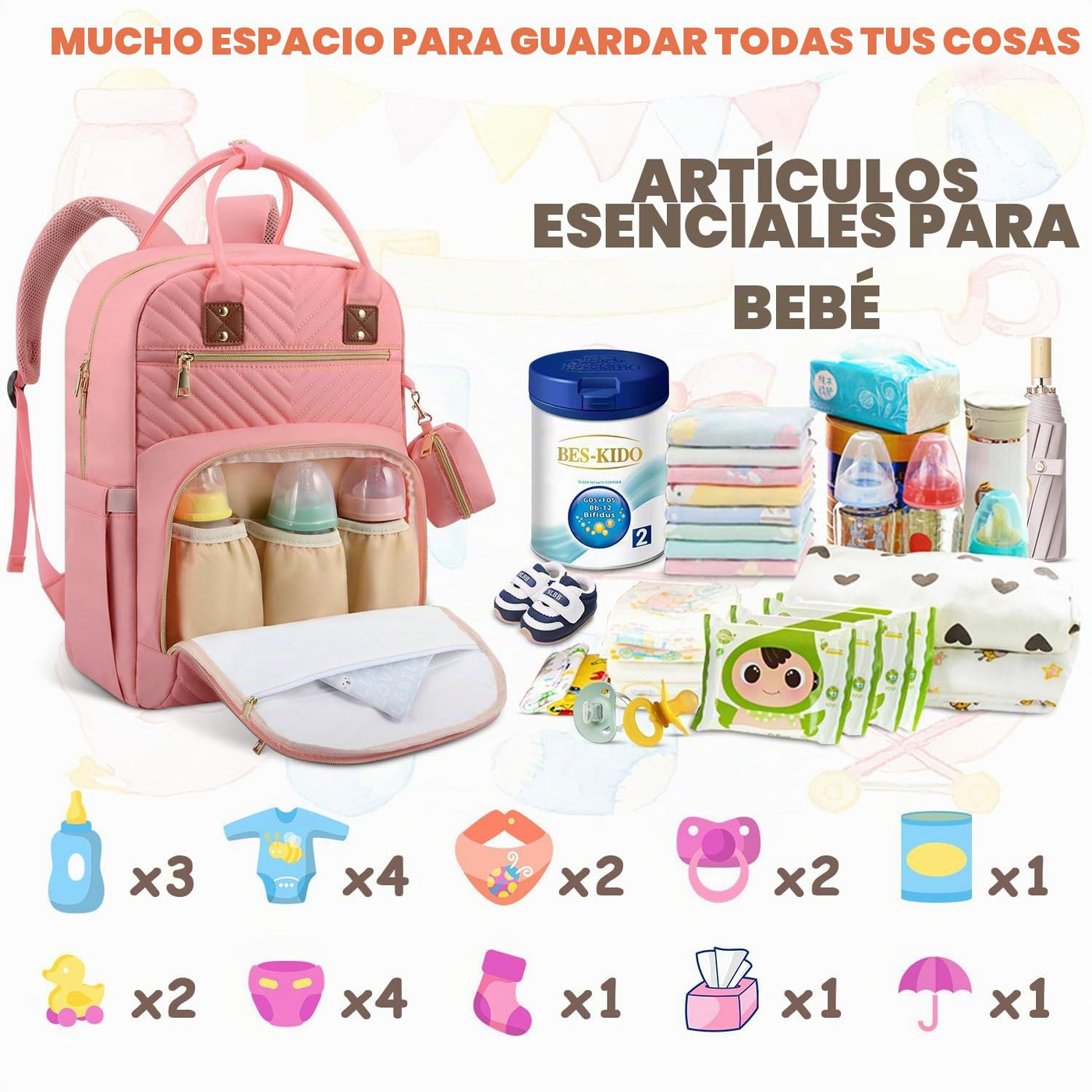 Tenot Mochila para pañales de bebé, bolsas de pañales de viaje para...