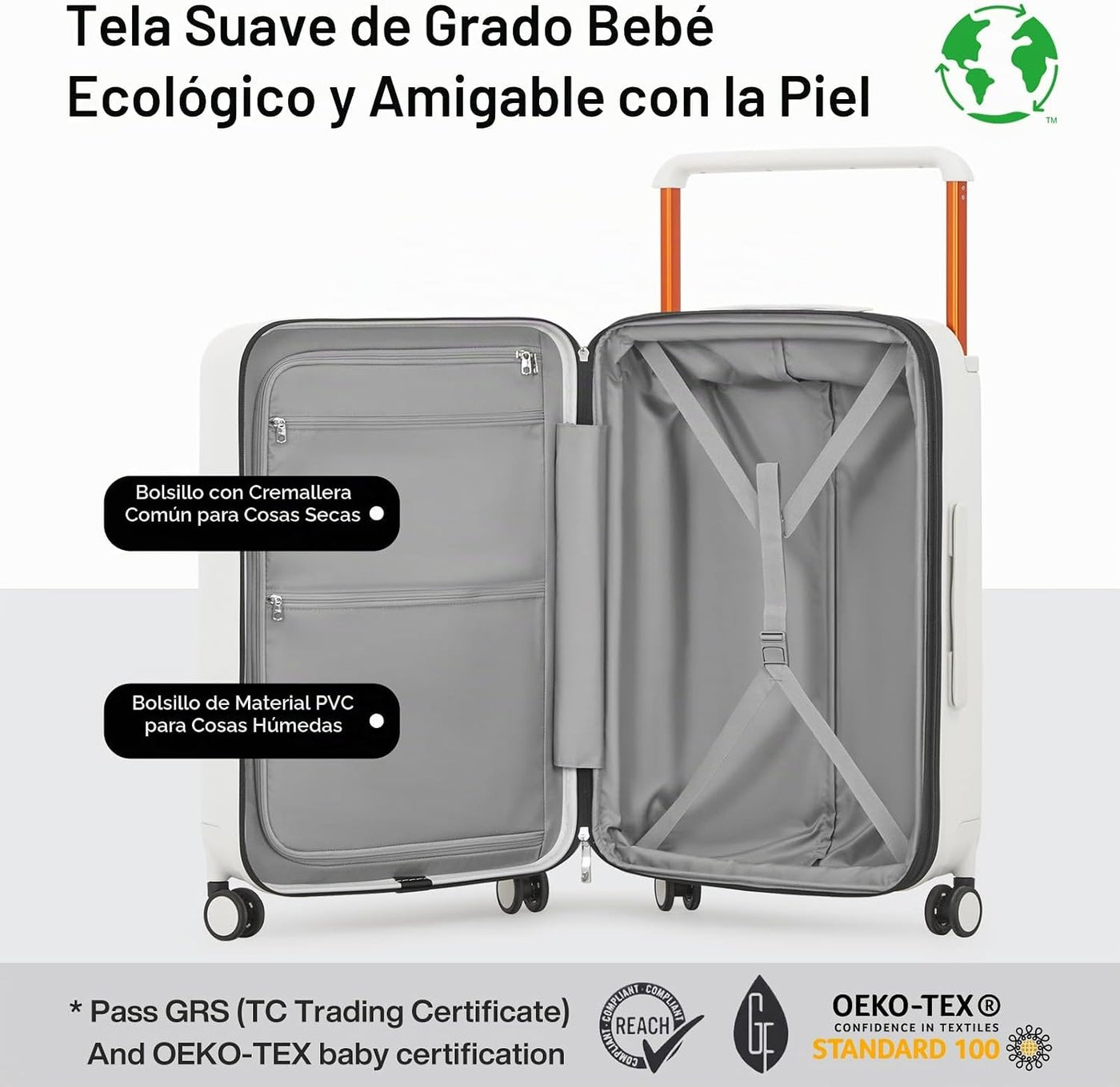 mixi Equipaje de mano aprobado por aerolíneas, equipaje ligero con...