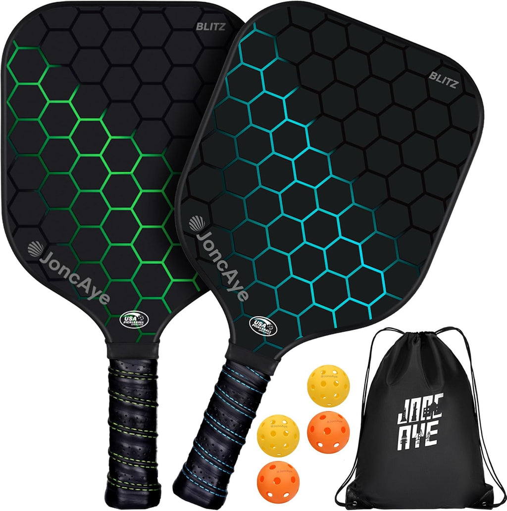 JoncAye Juego de 4 o 2 paletas de Pickleball, raquetas de fibra de...