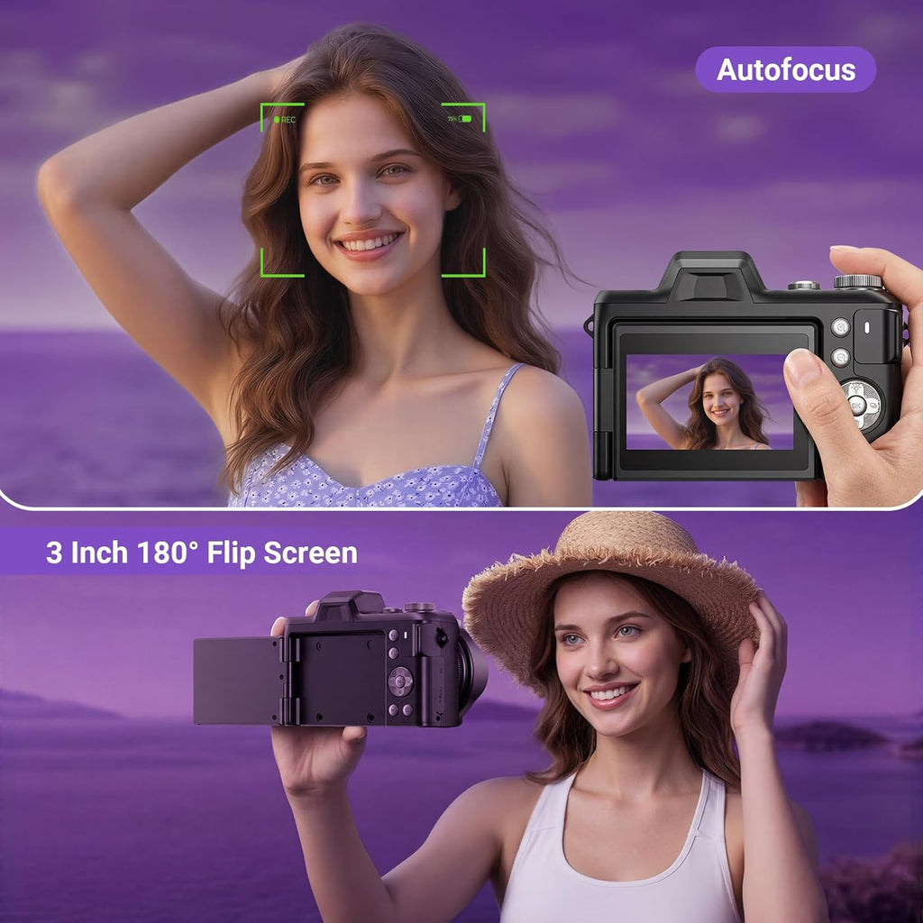Cámara digital 4K para fotografía, cámara de vlogging de enfoque au...
