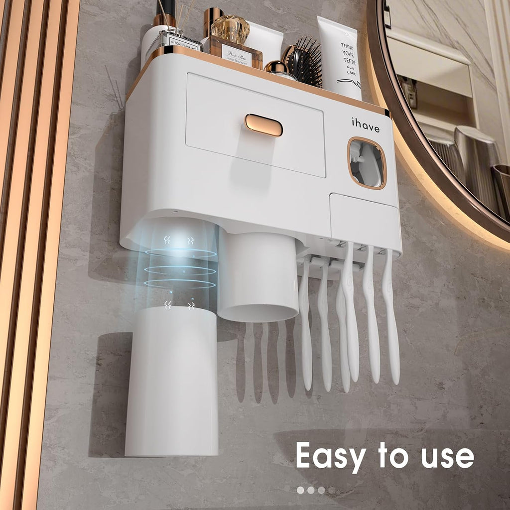 iHave - Soporte para cepillos de dientes para baño, dispensador de...