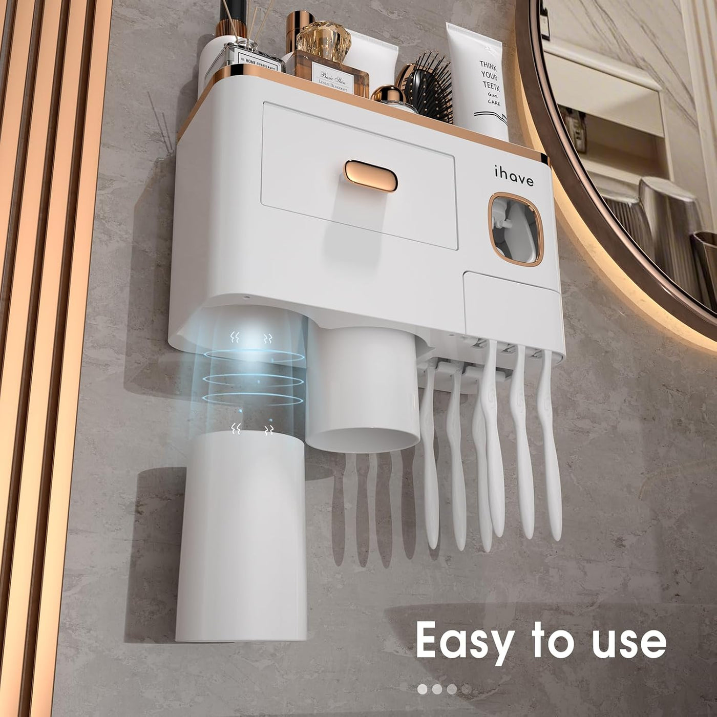 iHave - Soporte para cepillos de dientes para baño, dispensador de...