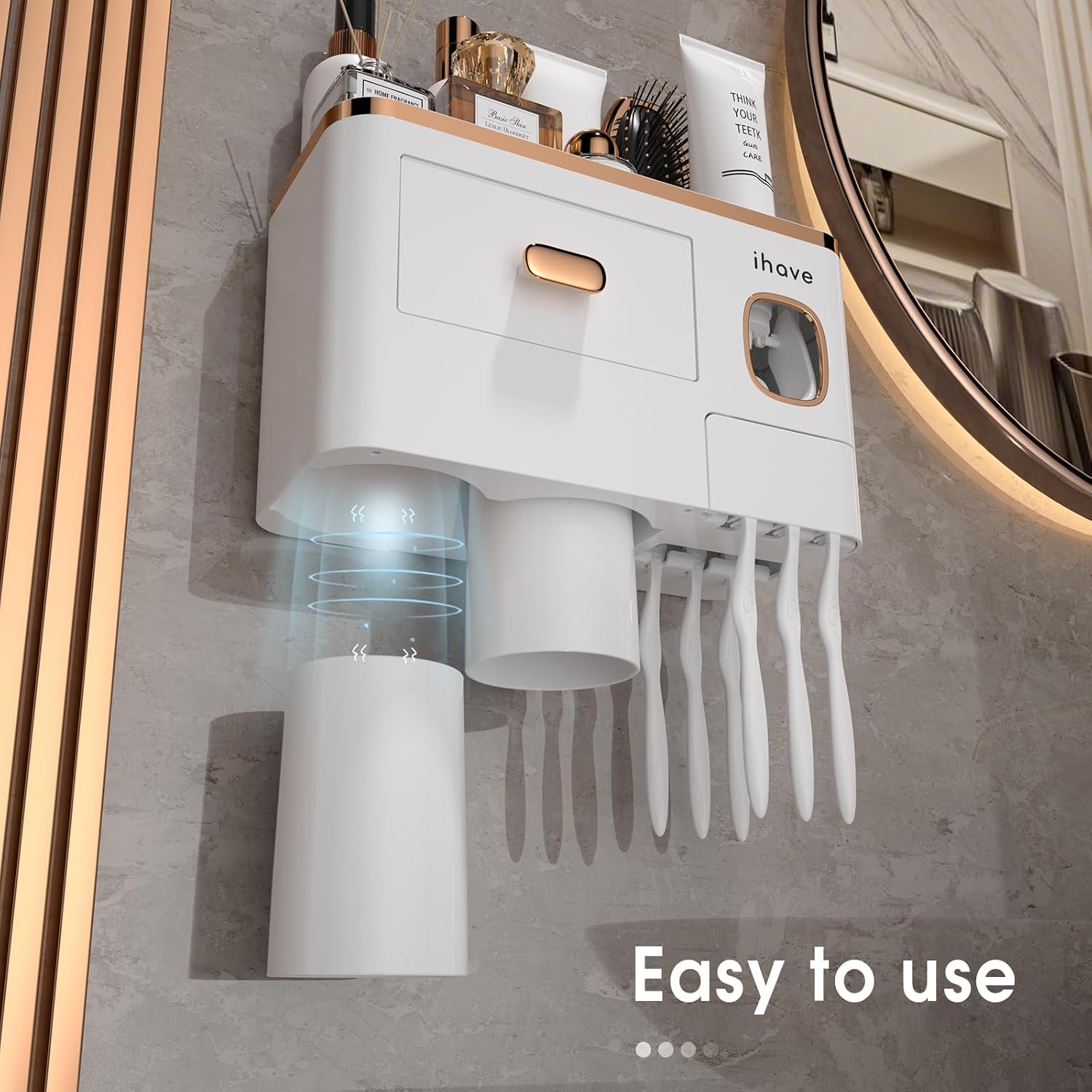 iHave - Soporte para cepillos de dientes para baño, dispensador de...