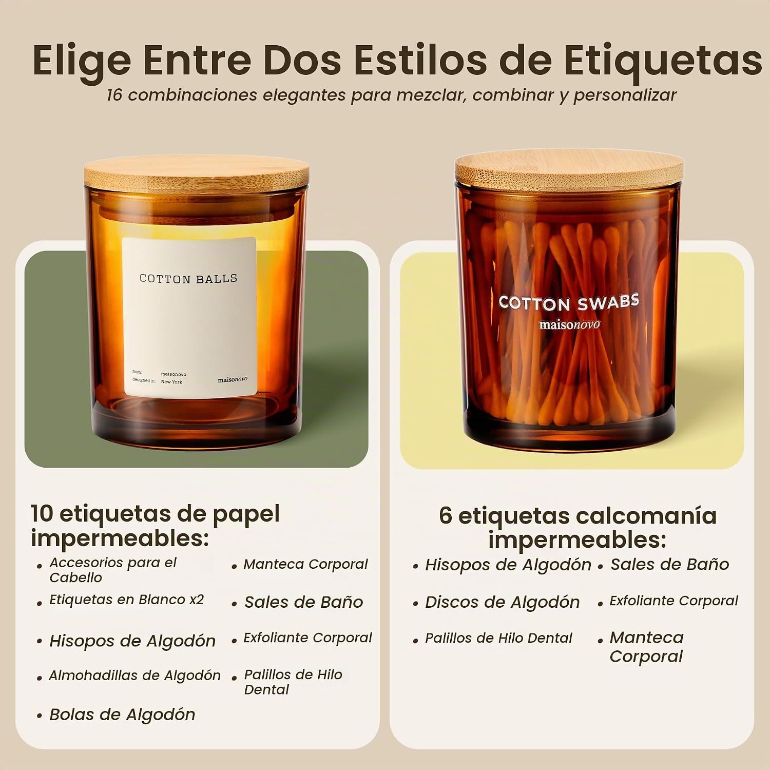 MaisoNovo Recipientes de vidrio para baño con tapas (hermético), so...