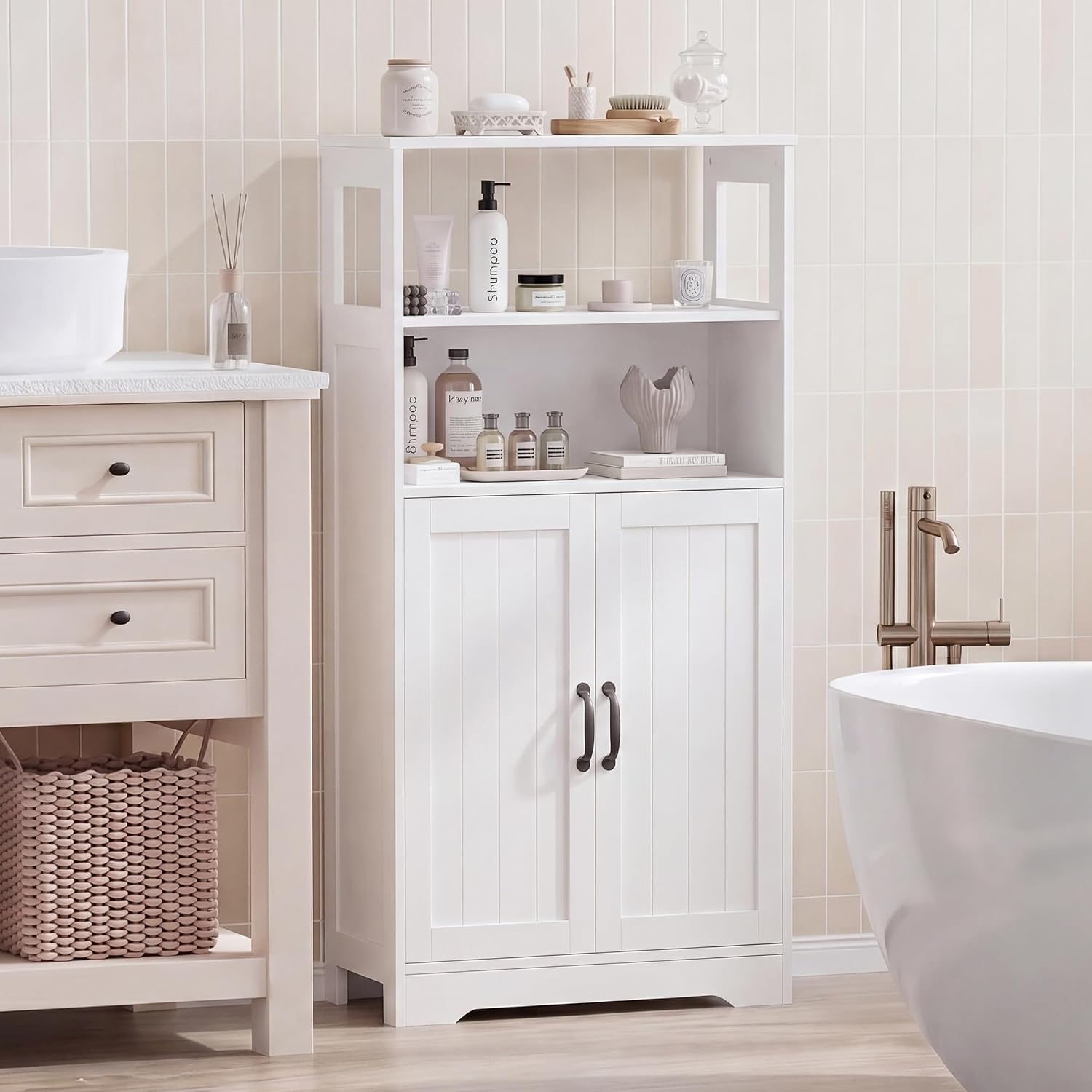 GRUSIGN Armario de almacenamiento de baño de 43.3 pulgadas de alto...