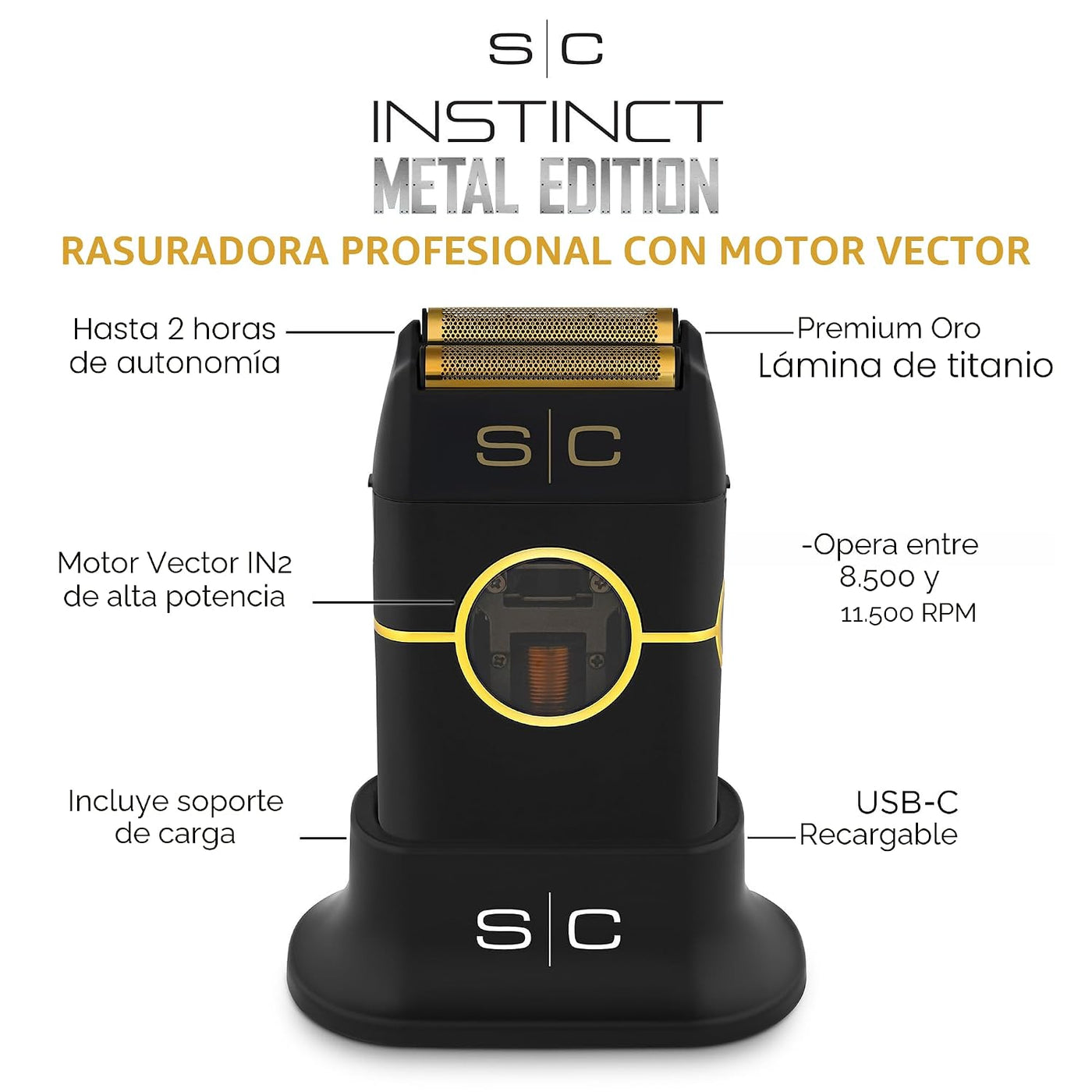StyleCraft Instinct - Afeitadora metálica inalámbrica de doble hoja...