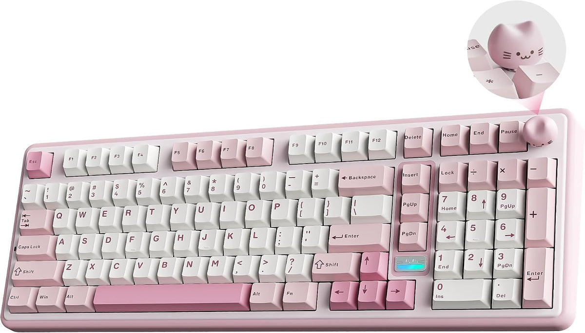 YUNZII Teclado mecánico inalámbrico B98 PRO 96% (rosa, interruptor...