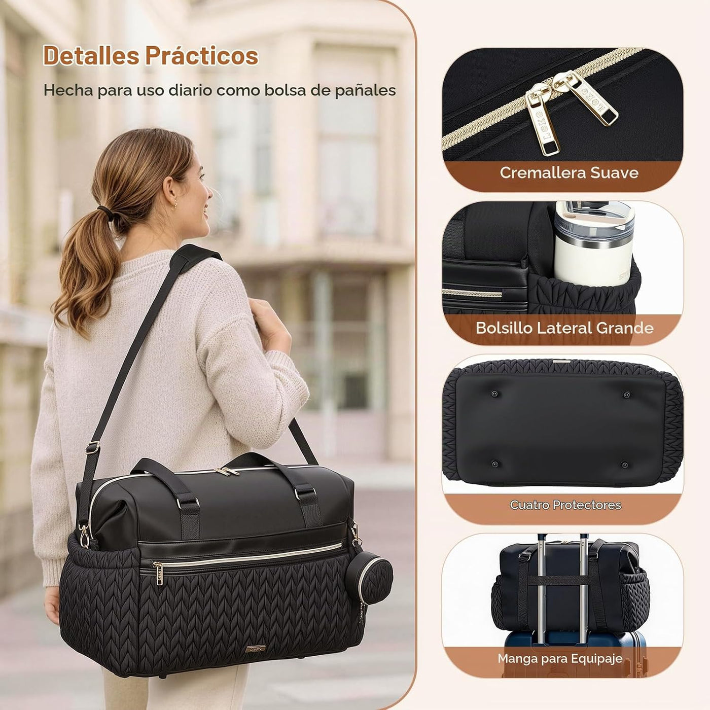 Lekesky Bolsa de pañales, bolsas de pañales grandes impermeables, b...