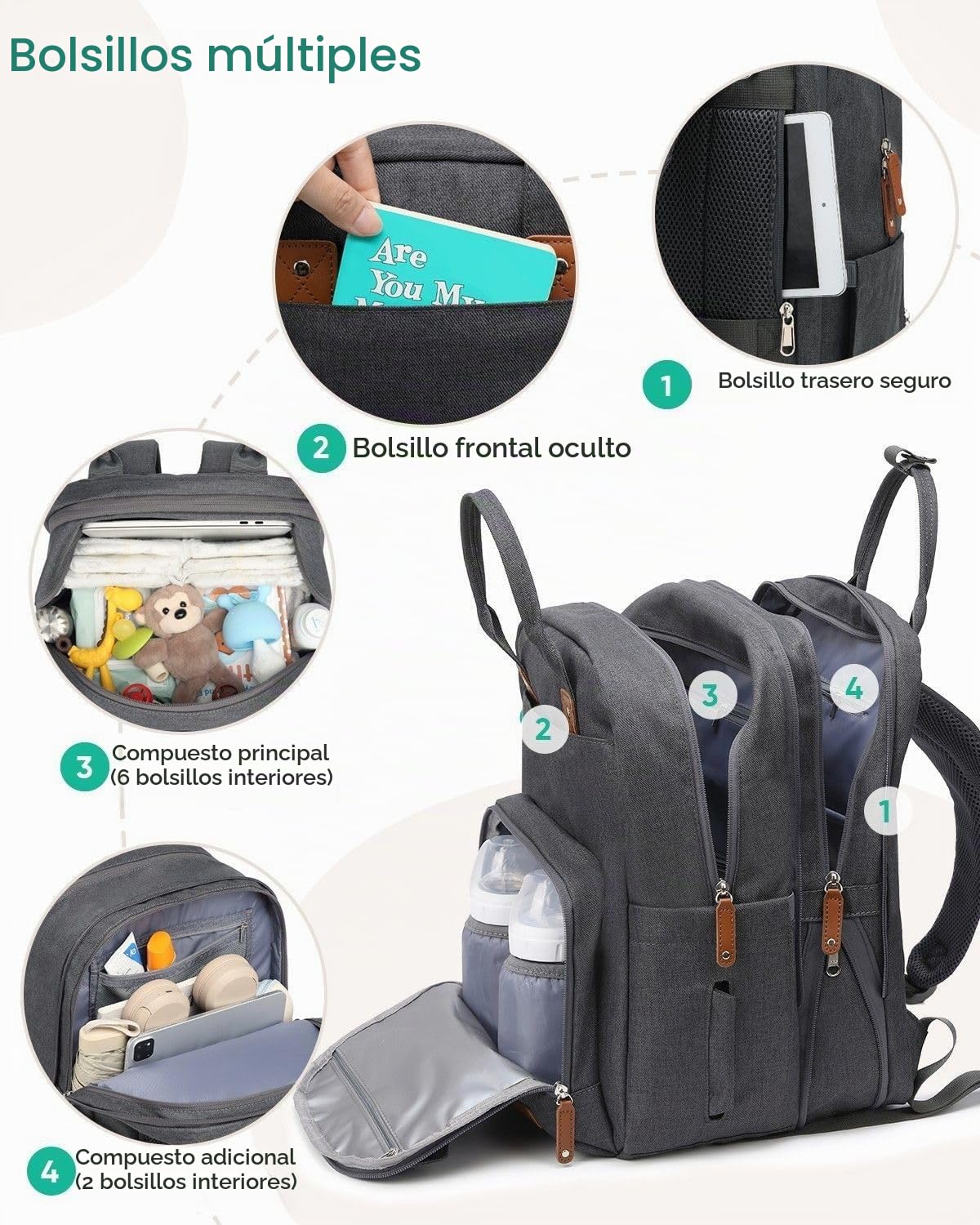 Qualyphant Mochila para pañales extragrande para dos niños gemelos,...
