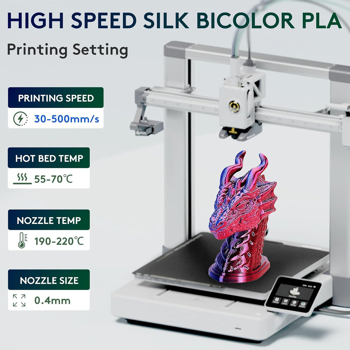 ERYONE Filamento PLA de Seda de Doble Color para Impresora 3D 1.75m...