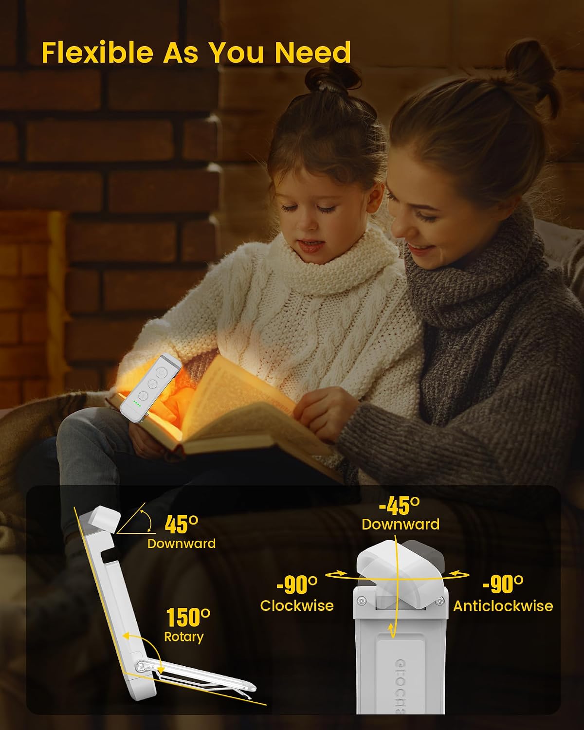 Glocusent Book Light Duo: 26 LED Wide Eye\u2011Lámpara de cuidado +...