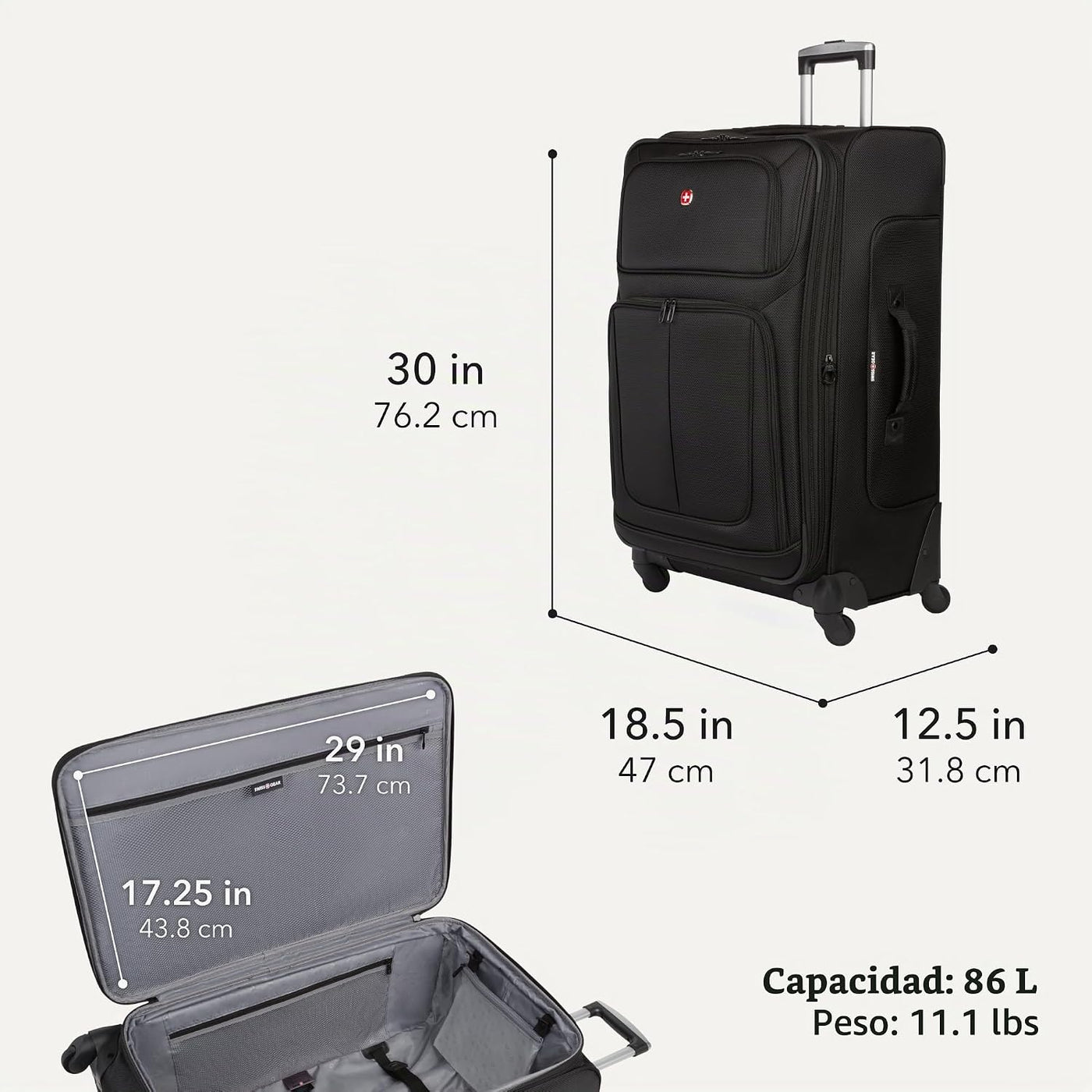SwissGear Sion de Lado Blando Expandible, Negro