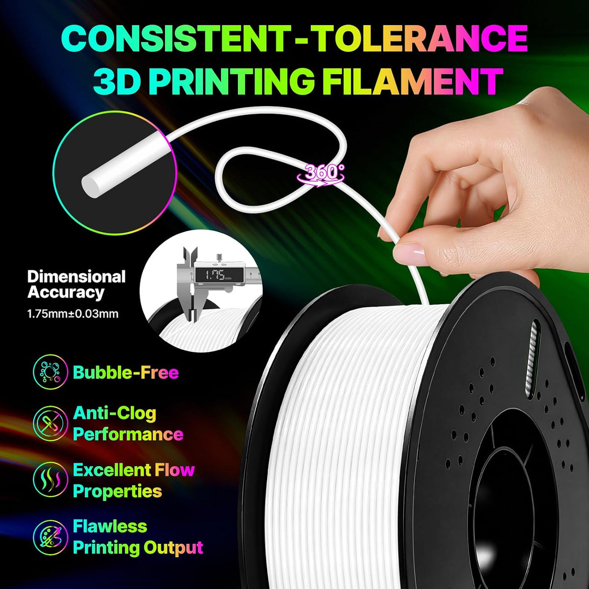 Colourbing Filamento flexible de TPU 95A para impresora 3D, filamen...