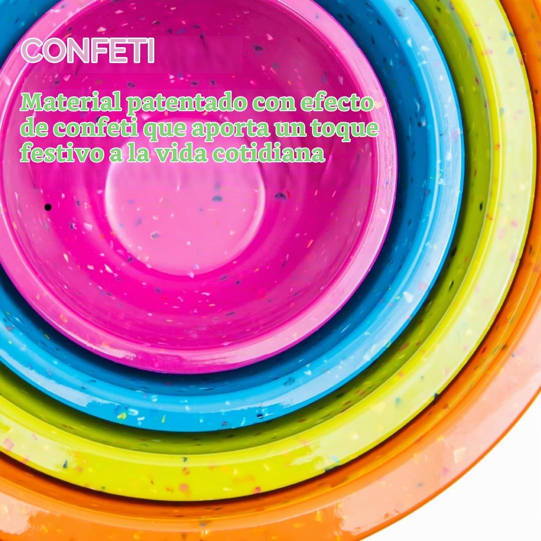 bzyoo Juego de 4 cuencos mezcladores de melamina de confeti, colori...