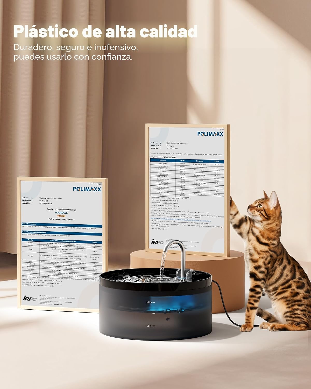Fuente de agua para gatos: fuente para gatos de 108 oz\/3.2 L, fuen...