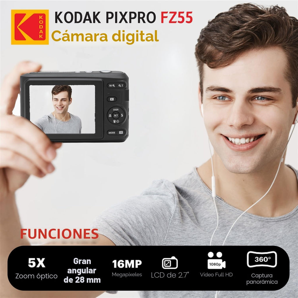 KODAK PIXPRO FZ55 cámara digital de punto y disparo de 16 Mp, zoom...