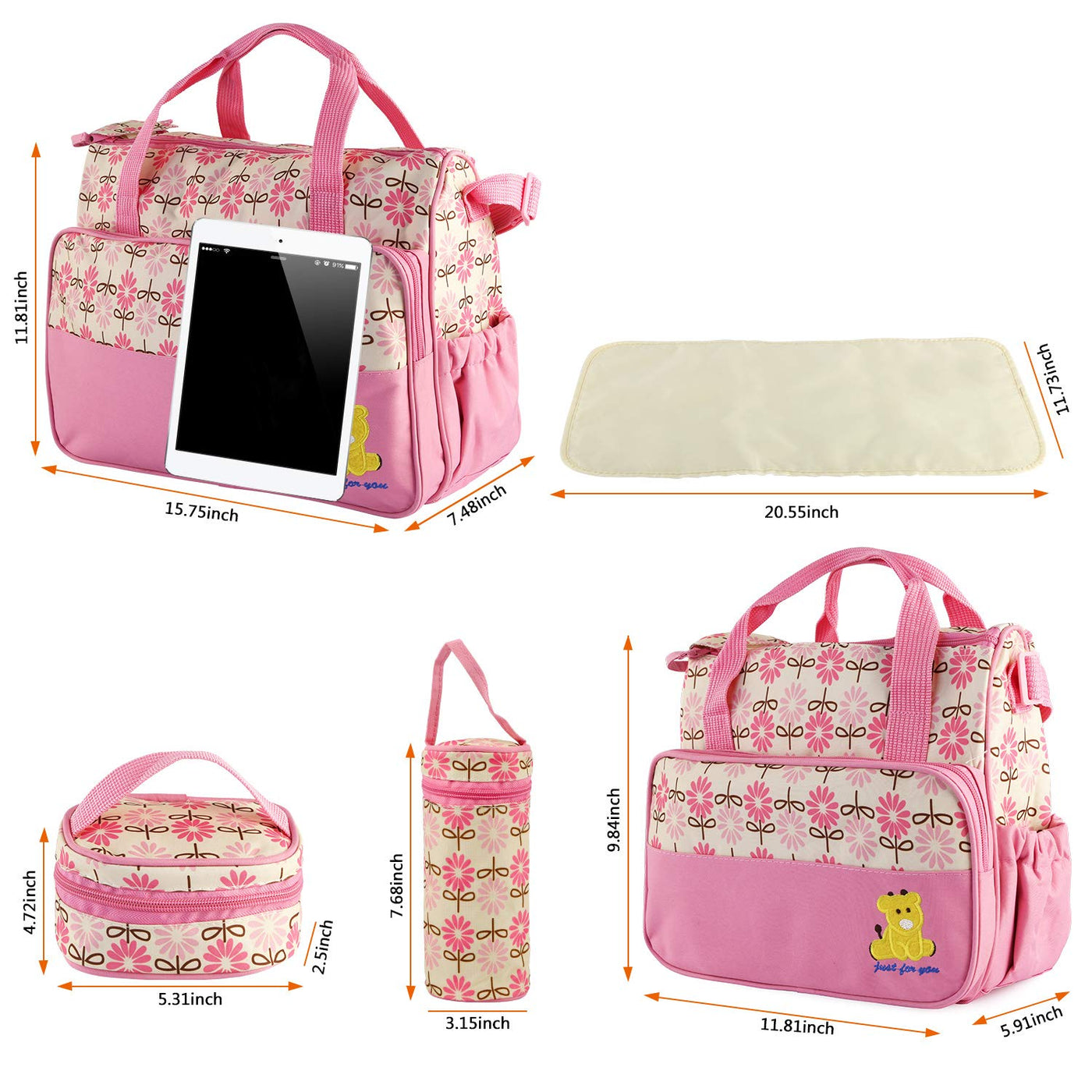 Moclever Juego de 5 bolsas de pañales para artículos esenciales del...