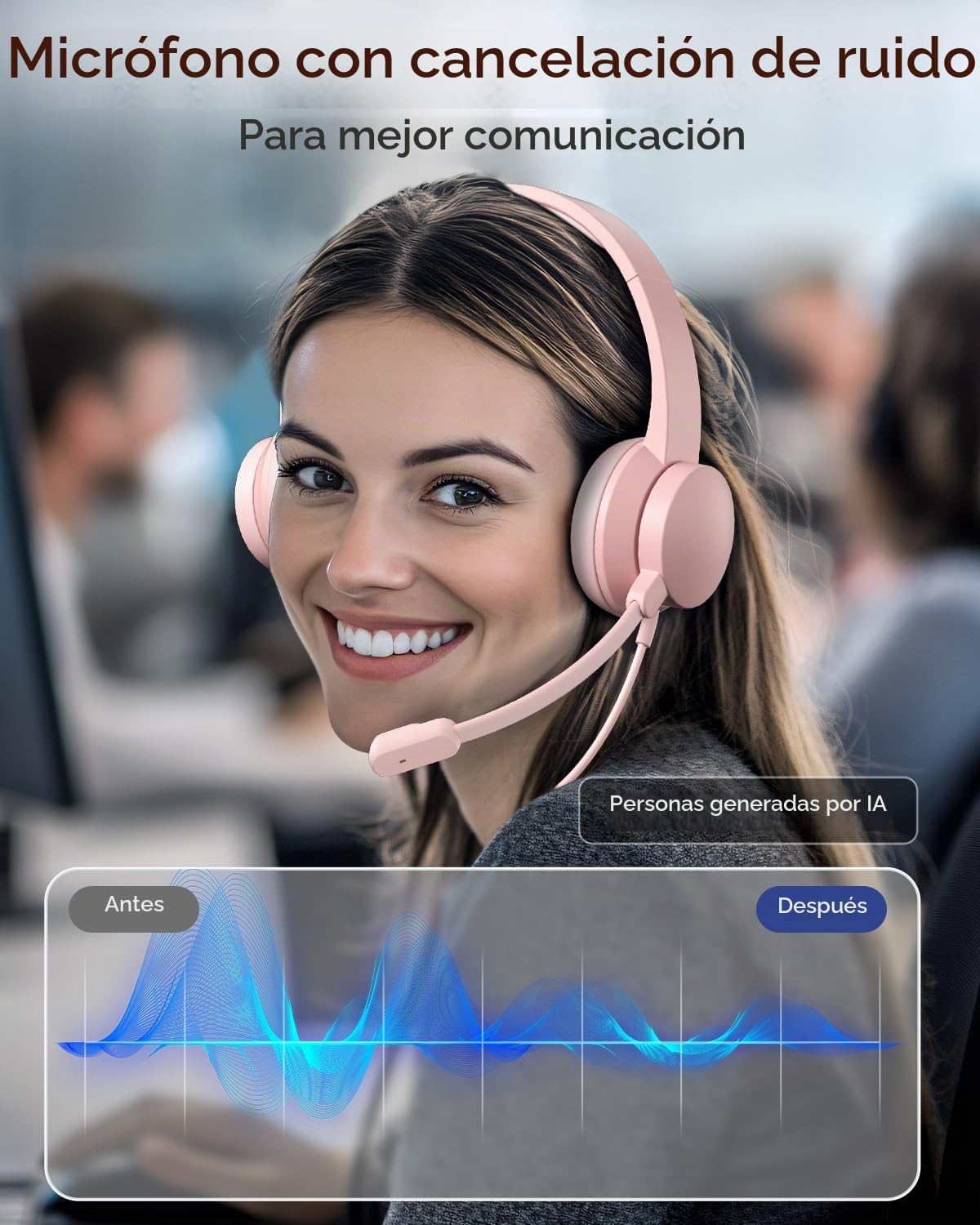 AOC Auriculares USB con micrófono para PC, micrófono con cancelació...