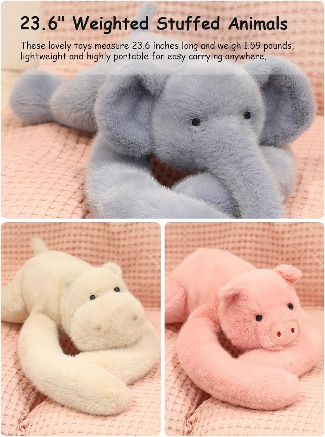 FIAEUGZKM Almohada de peluche ponderada de 23.6 pulgadas, juguete d...