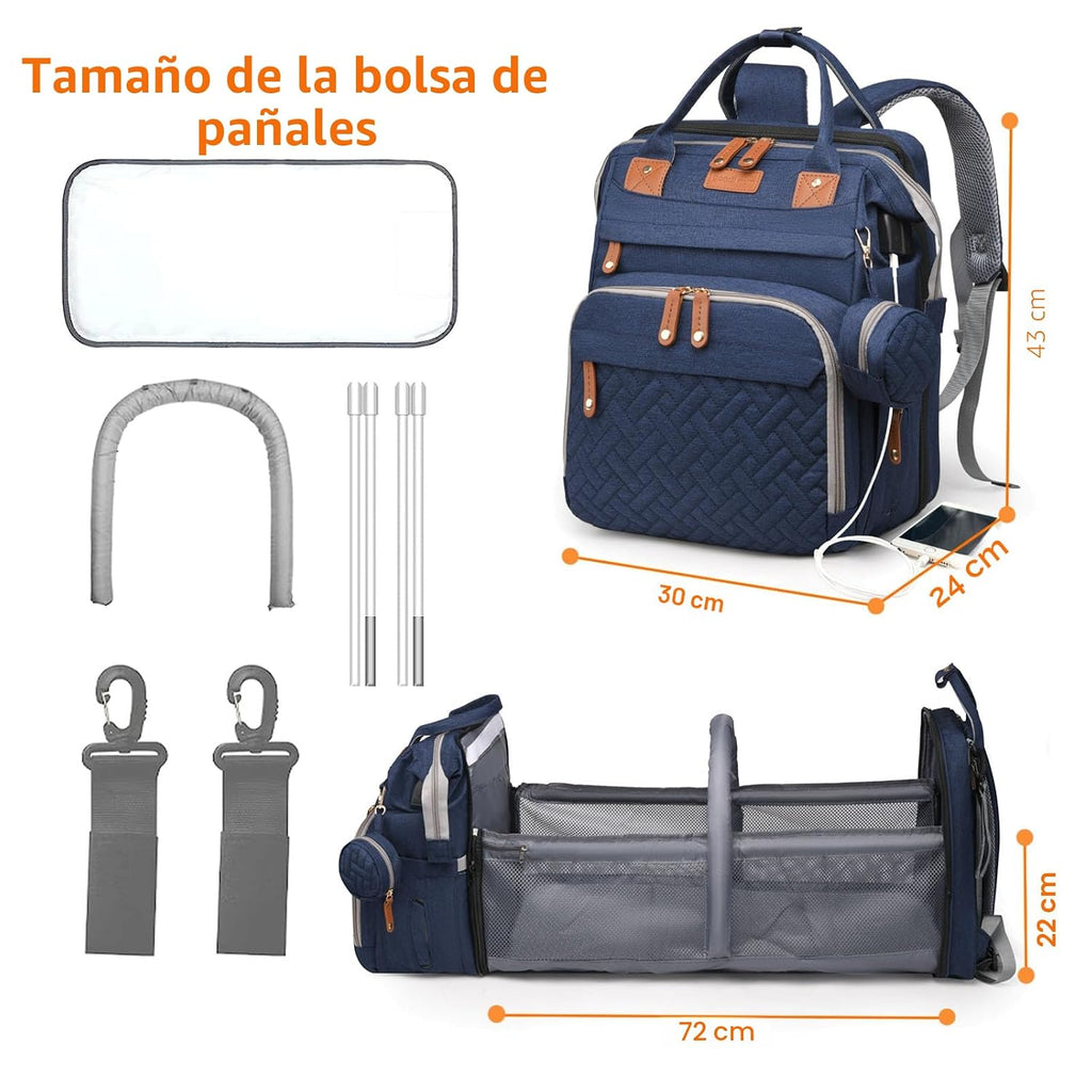 Astro alan - Bolsa de pañales para bebé con cambiador, mochila impe...