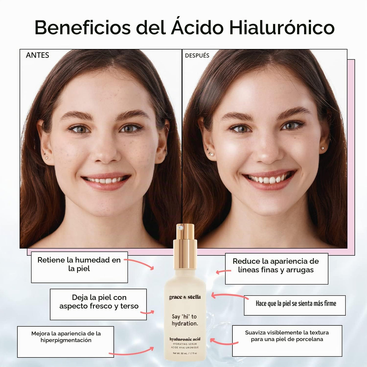 grace &amp; stella Suero de ácido hialurónico galardonado (50ml\/1....