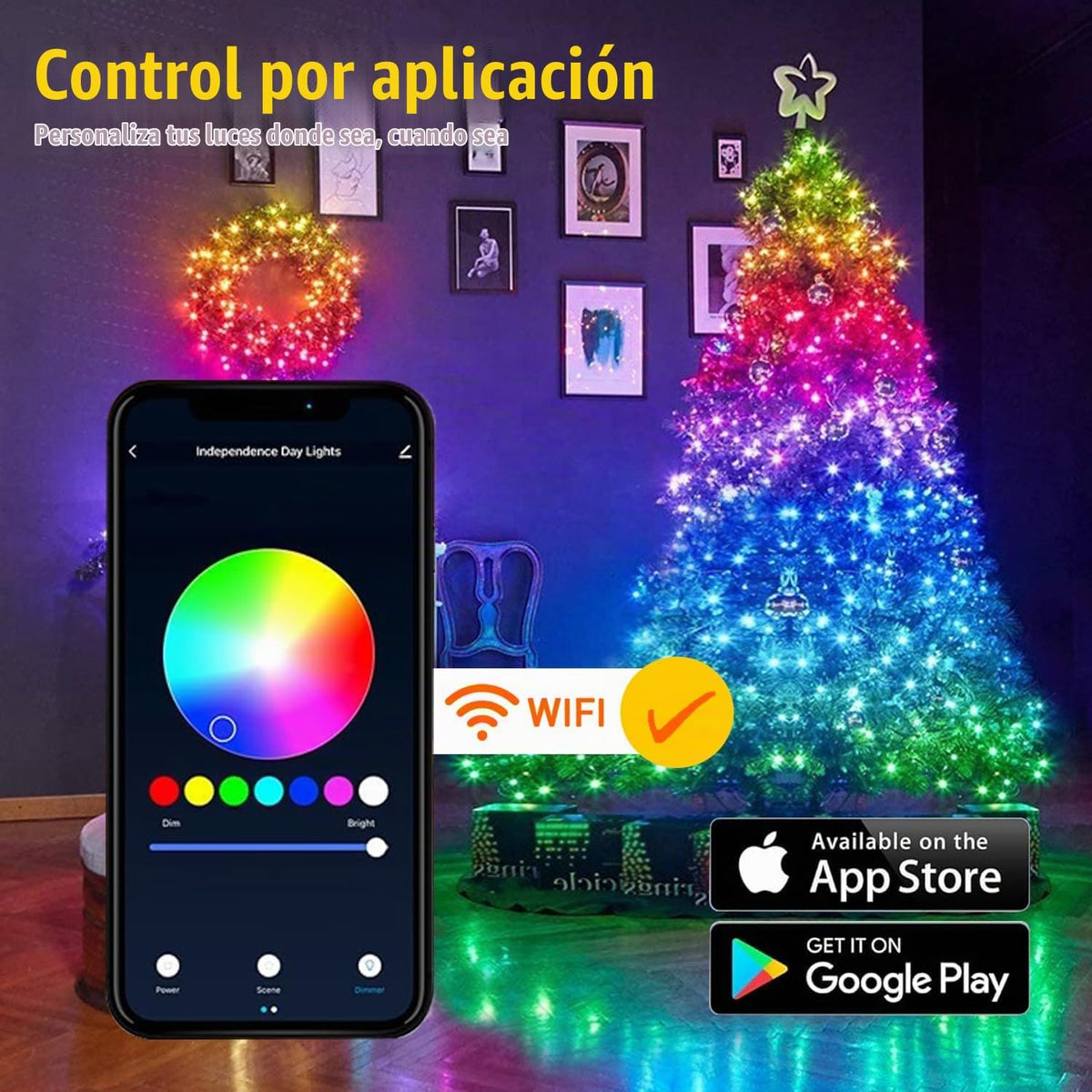 Dreicht Luces de Cadena Navideñas Inteligentes - 196 pies, 600 LEDs...