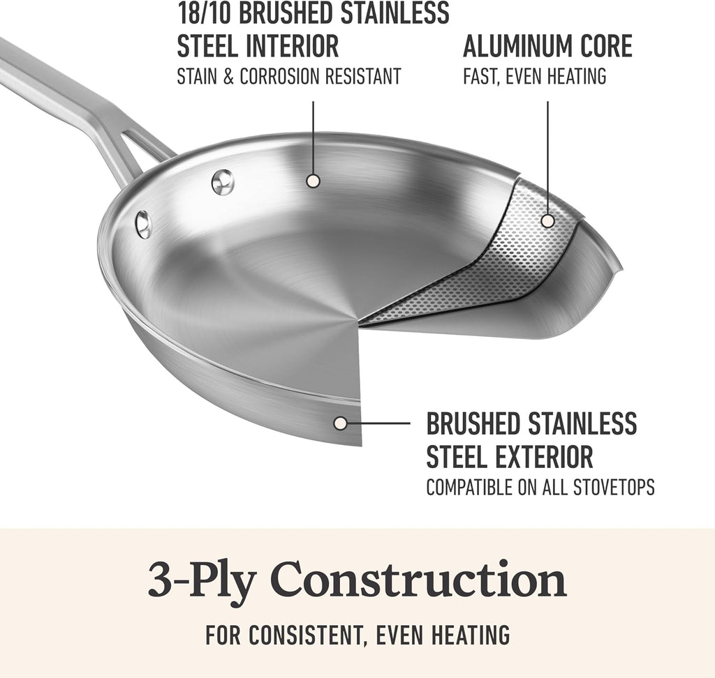 Calphalon Utensilios de cocina de acero inoxidable cepillado de 3 c...